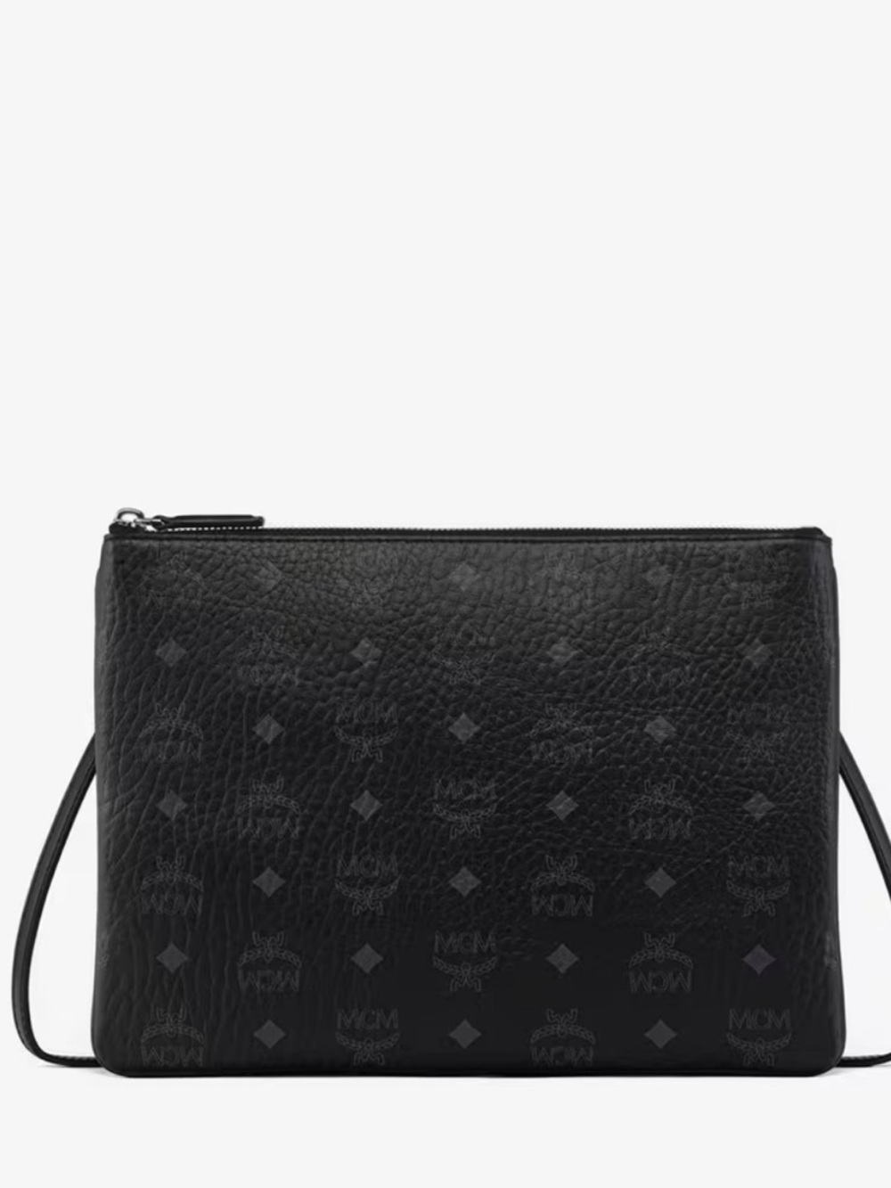 MCM Black Leather Shoulder Bag with Subtle Monogram - Picture 6 of 16